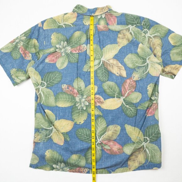 Reyn Spooner Popover Shirt Men's Large Hawaiian Tropical Floral Blue Green - Picture 9 of 14